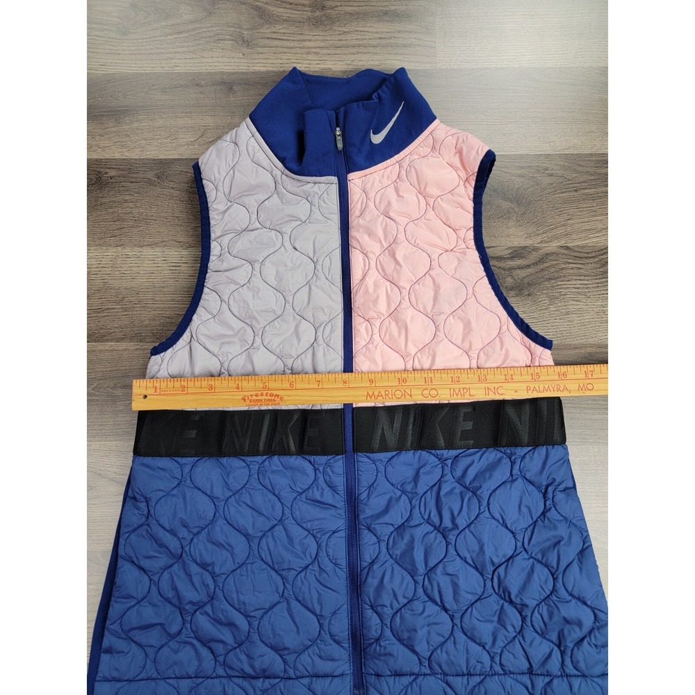 Nike Running Vest Small Color Block Mock Neck Full Zip Aero Layer Quilted Womens - Picture 7 of 9